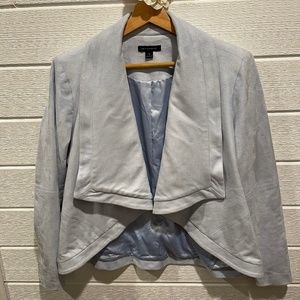 Halston Blue Waterfall Kimono Style Ultra-suede Blazer